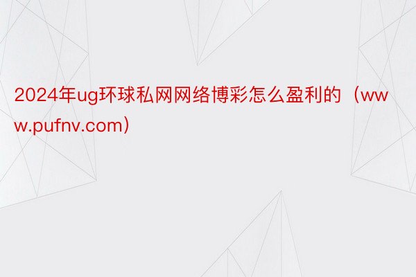 2024年ug环球私网网络博彩怎么盈利的（www.pufnv.com）